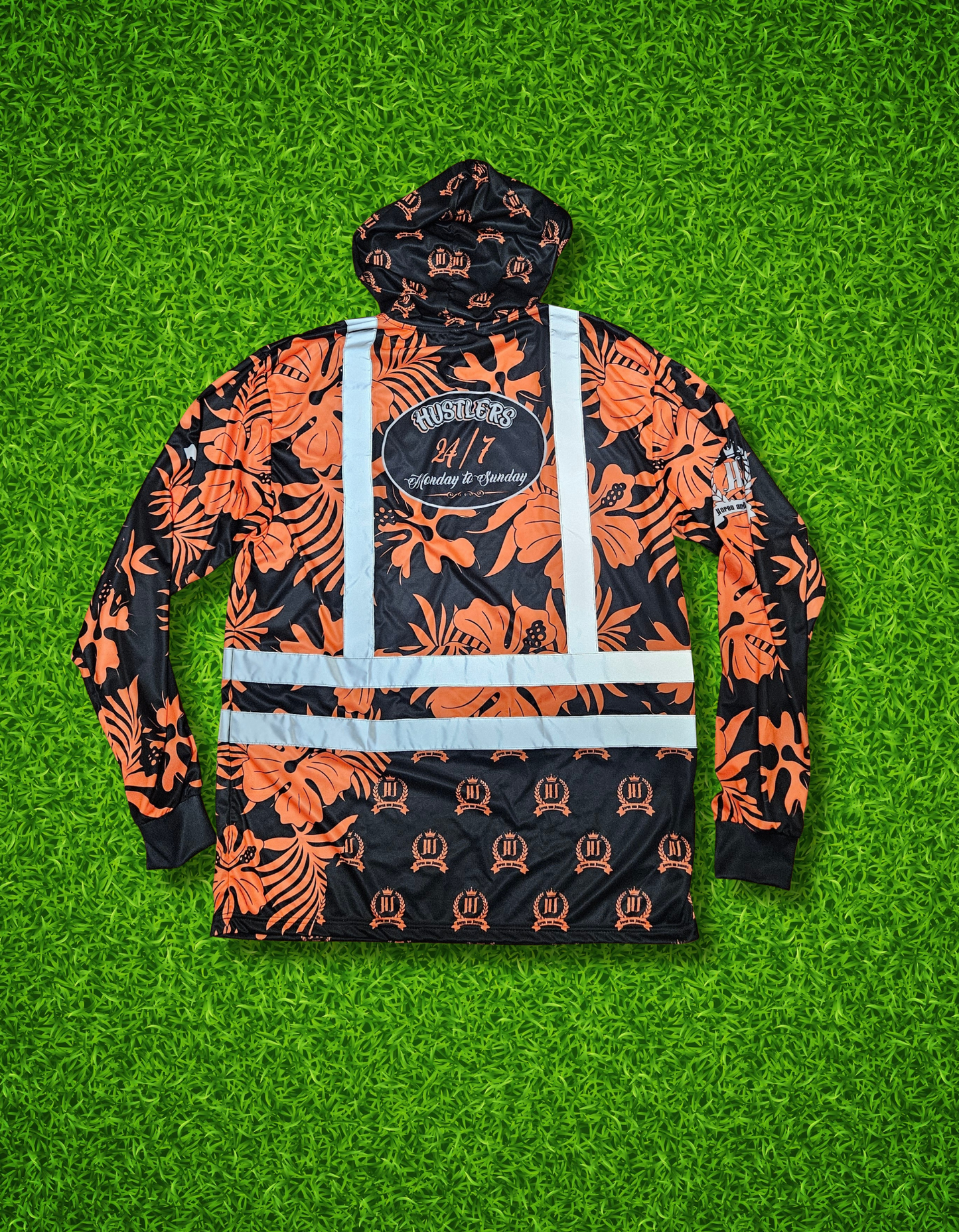 "HUSTLERS ONLY" HOODIE (ORANGE FLORAL)