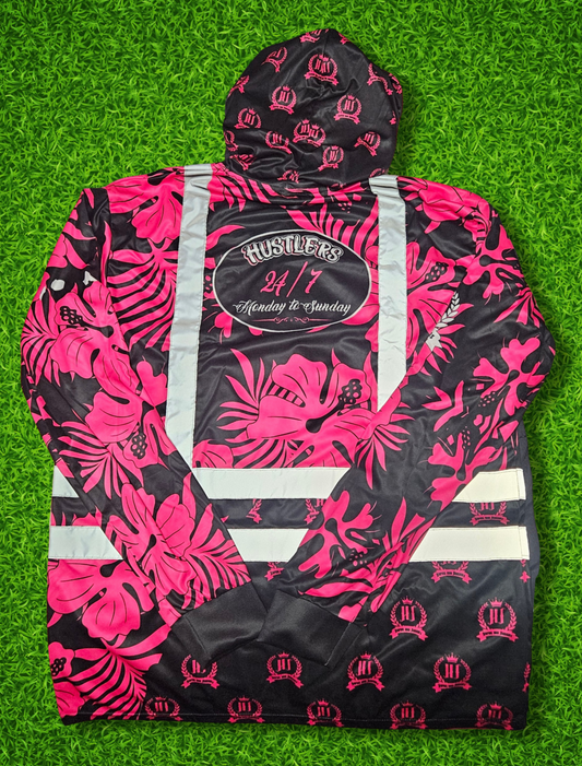"HUSTLERS ONLY" HOODIE WITH/ or WITHOUT reflectors (HOT PINK)