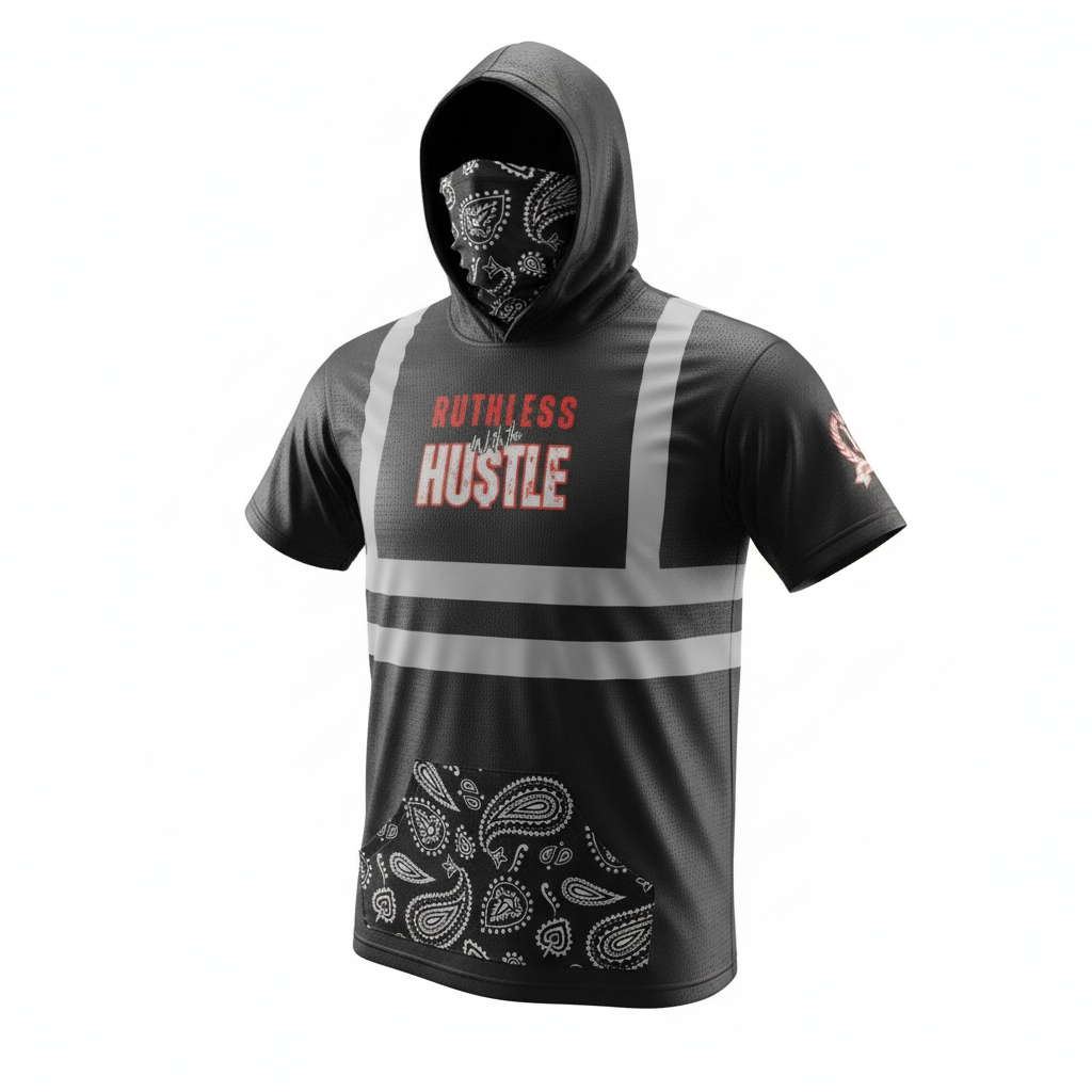 Short Sleeve Hoodie (BLACK PAISLEY)