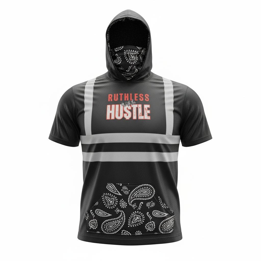 Short Sleeve Hoodie (BLACK PAISLEY)