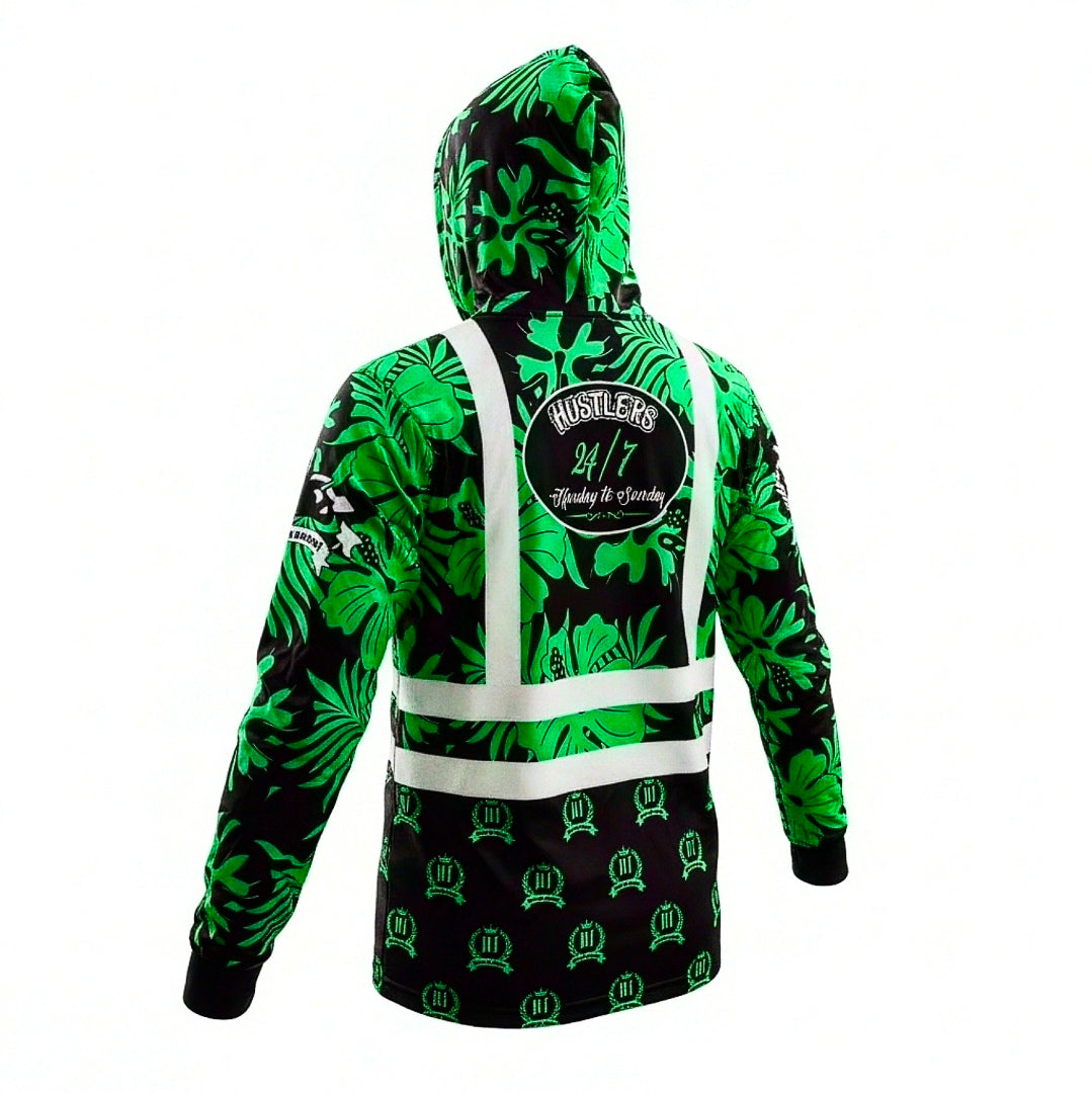 "HUSTLERS ONLY" HOODIE (GREEN FLORAL)