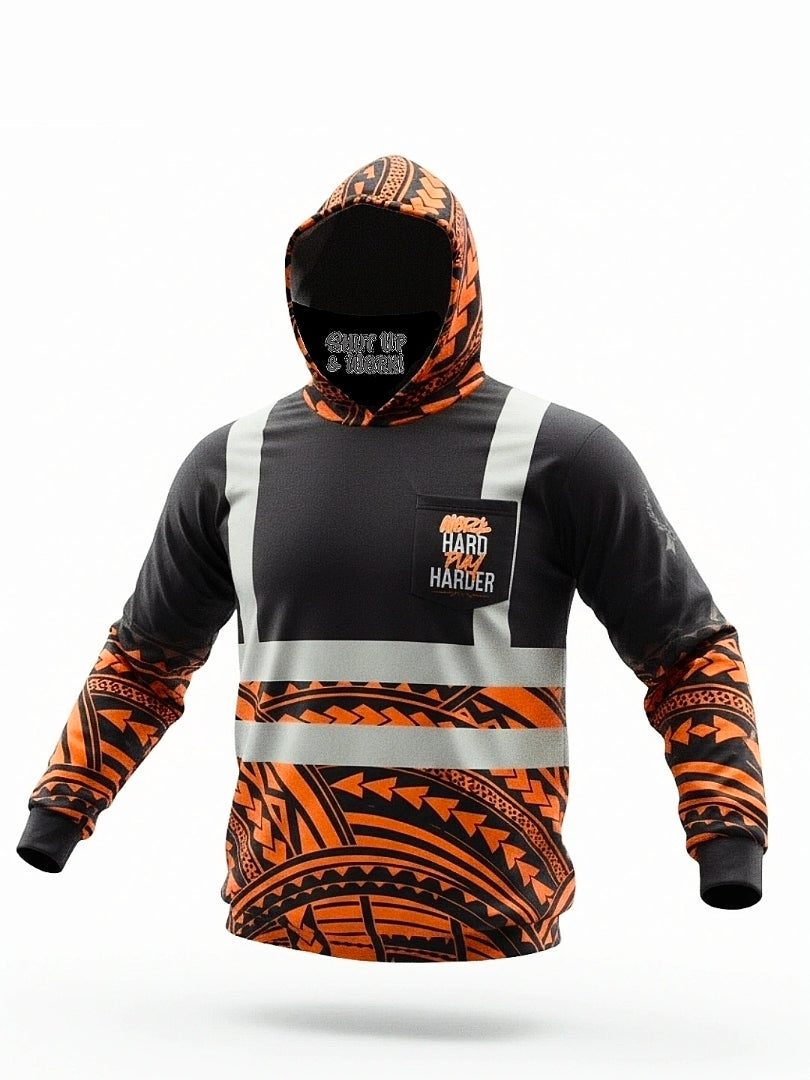 "WORK HARD PLAY HARDER" (ORANGE TRIBAL)