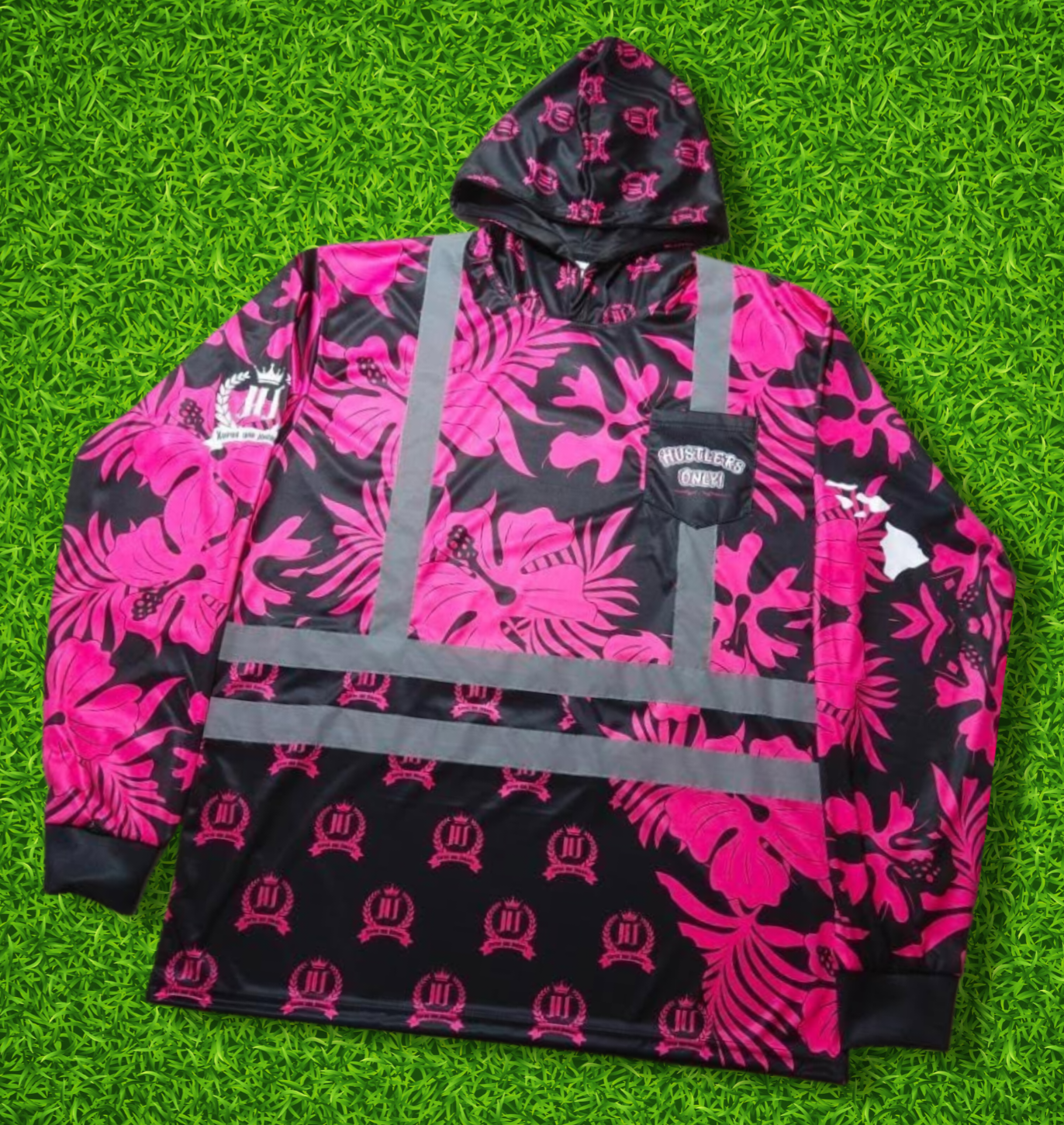 "HUSTLERS ONLY" HOODIE WITH/ or WITHOUT reflectors (HOT PINK)